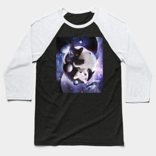 Cosmic Yin Yang Cats Baseball T-Shirt